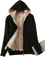 [Yeokou] Women's Full Zip up Sherpa Lined Hoodie Sweatshirt Jacket Coat