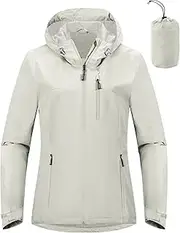 [Outdoor Ventures] Women's Waterproof Jackets Ladies Lightweight Windproof Packable Rain Jacket Raincoat Outdoor Windproof Running Golf Cycling Softshell Jacket with Hood