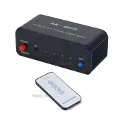 AK-401R 4CH Stereo Audio Switch Supports IR Remote Control and Manual Switching