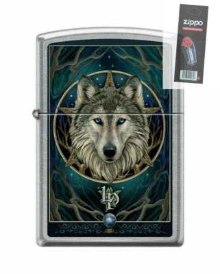 Zippo 209296 Lisa Parker Wolf Street Chrome Lighter + FLINT PACK