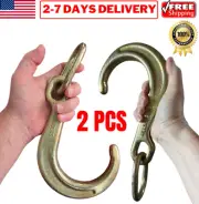 8" J Tow Hook + Link Cargo Towing Wrecker Roll Back Clevis Tractor Truck Trailer