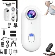 Nexo25 Camera, Motiontrail - Nexo25 Black Camera, POV Cameras 4k Motiontrail, with Ip68 Waterproof Wearable Action Cam, Magnetic Clip, 360° Rotation, for Travel, Outdoor Sports (White-4K-B)