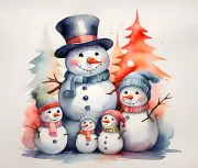 SNOWMAN FAMILY TOP HAT SCARF CHRISTMAS TREE #5 COMPUTER MOUSE PAD 9 X 7
