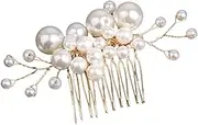 HAPINARY Pearl Comb Bride Hair Accessories Pearl Hair Clips Bridal Hair Side Comb Bridal Pearls Hair Comb Pearls Hair Accessories Womens Hair Accessories Gold Hair Accessories Alloy