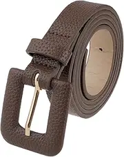 [Elerevyo] Womens 0.8" Width Textured Belts, Fashion Causal Faux Leather Waistband for Jeans Pants Dresses Coffee 112x2.1cm/44.1x0.8"(LxW)