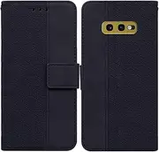 XYX Wallet Case for Samsung S10e, Folio Cover Stand Credit Card Slots Magnetic Closure Grid Lattice Flip Shockproof Case for Galaxy S10e, Black