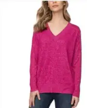 Buffalo David Bitton Pullover Super Soft Cozy V-Neck Sweater Raspberry Pink S