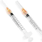 1ml Disposable Luer Lock Syringes with 25G 1 Inch Needle Individual Package - Pack of 100