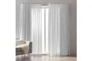 Sheer Woven Voile Curtains for Window Treatment - Set of 2 (Grey, 132x160 cm)