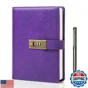 WEMATE Diary with Lock, A5 PU Leather Journal with Lock 240 Pages, Vintage Lo