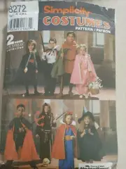 Simplicity Pattern 8272 Child's Halloween Costumes Reaper Cape Witch Dracula
