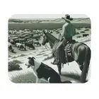 Mouse Pad (Rectangle) Cowboy and His Faithful Dog Overlooking a Herd of Cattle 1