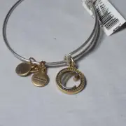 Authentic Alex and Ani Two Tone "C" Expandable Rafaelian Silver Charm Bangle