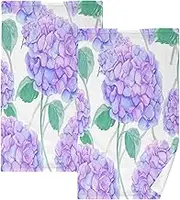 RPLIFE Watercolor Hydrangea Flowers Cotton Hand Towels for Bathroom, 28x16 Inches Absorbent Hand Towels with Loop