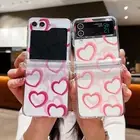 Cute Heart Case For Samsung Galaxy Z Flip6 Flip5 Flip4 Clear Hard Folding Cover