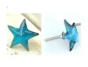 1 Starfish Blue Hand Blown Glass Knob Cabinet DOOR Pull Handle Hardware Nautical