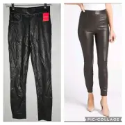 New Womens Spanx 20282R Leather Like Skinny Pants Noir Black Pull On Size: XS