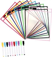 KALLORY Student's File Pocket Dry Erase Document Bag Easy Storage for Office and School Papers Random