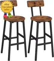 Bar Stools, Set of 2 round Bar Chairs with Footrest, 24.4 Inches Bar Stools with