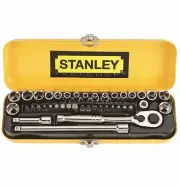 Stanley 40-PIECE 14" DRIVE SOCKET SET w/ 18 Screw Bits & 2 Extensions *USA Brand