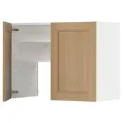METOD wall cb f extr hood w shlf/door, white/Vedhamn oak, 80x60 cm