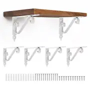 6 Pcs Decorative Shelf Brackets, 200mm/8 Inch Floating Shelf Brackets, White