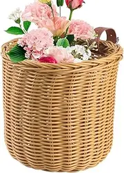 Kids Bike Basket - Rattan Baskets | Kids Scooter Front Baskets | Large Capacity Hand-Woven Storage Holder with PU Straps | Handlebars Front Bin for Traveling Camping Beach