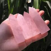 Pink Rose Quartz Tower Obelisk Natural Healing Crystal Wand Home Decoration