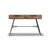 Meraki Console Table Solid Hard Mango Wood Wooden Hallway Entryway Side Writing Desk 2 Drawer Storage Metal Legs