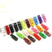 40Pcs 6mm Cord Lock Plastic Double Hole Spring Toggle Stoppers, Orange