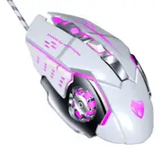 V6 Wrangler Mechanical Wired Gaming Mouse Macro Programming Mouse Lol V6 White Silver (Macro Definition Silent Version)