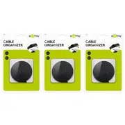 3x Goobay 1m Cable Management Hook & Loop Organiser Storage Fastener Roll Black