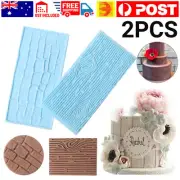 2pcs Cake Decoration Border Fondant Wall Brick Wood Grain Mold Mould Embosser AU