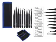 IckySticky 9 Piece Precision Tweezer Set w/Bag