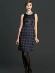 Banana Republic x Mad Men Womens Sheath Dress Sz 10 Blue Black Silk Houndstooth