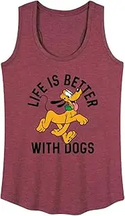 [Disney] Mickey & Friends - Pluto Life is Better with Dogs - Women's Racerback Tank Top