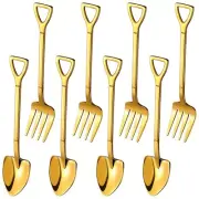 8 Pieces Shovel Spoon Fork Shovel Coffee Spoon Shovel Handle Dessert Spoon6521