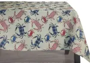 Fabric Tablecloth, 60"x84"Oval, PATRIOTIC, USA FLAG COLORED CRABS, Star Spangled