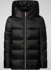 NEW! Save The Duck Gracie Hooded Animal Free Puffer Jacket Big Girl Sz 14 Black