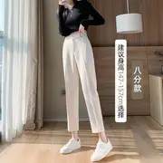 High Rise Plain Crop Suit Pants (Various Designs) Capri Length - Almond - 3XL