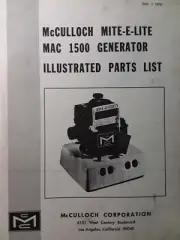 McCulloch Mite-E-Lite MAC 1500 Generator Owner & Parts Manual 1500 Watts 115v
