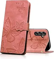 CXTcase Mobile Phone Case for Samsung Galaxy A14 4G/A14 5G Case, Protective Flip Case for Samsung Galaxy A14 4G, PU Leather Magnetic Butterfly Leather Case for Samsung Galaxy A14 5G, Pink