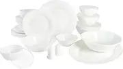 [Gibson Home] Ultra Break and Chip Resistant Dinnerware Set, Soft Round: Service for 6 (36pcs), Opal Glass