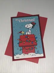 Hallmark Snoopy & Woodstock Christmas Card: Plenty Of Bright & Merry Go Around