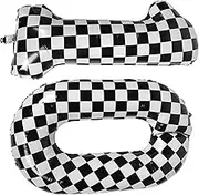10 Balloon Number Set Plaid Aluminum Foil Race Car Balloons for Boys and Girls Birthday Decorations