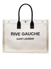 Saint Laurent Rive Gauche Tote Bag in Linen and Leather