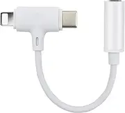 UOEPOWA Lightning & USB-C to 3.5 mm Headphone Jack Adapter, 2-in-1 Headset Adapter, Type C Headphone Jack Adapter, Compatible with IPad/iPhone/Huawei/Samsung Galaxy