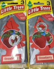 Little Trees Car Home Office Hanging Air Freshener Strawberry (2Packs of 3)