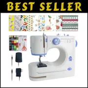 Versatile Mini Sewing Machine with AC Power & Complete Sewing Kit - 20 Fabrics