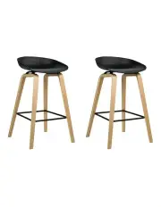 [Artiss] Wooden Bar Stool Dining Chair 2x in Black/Brown